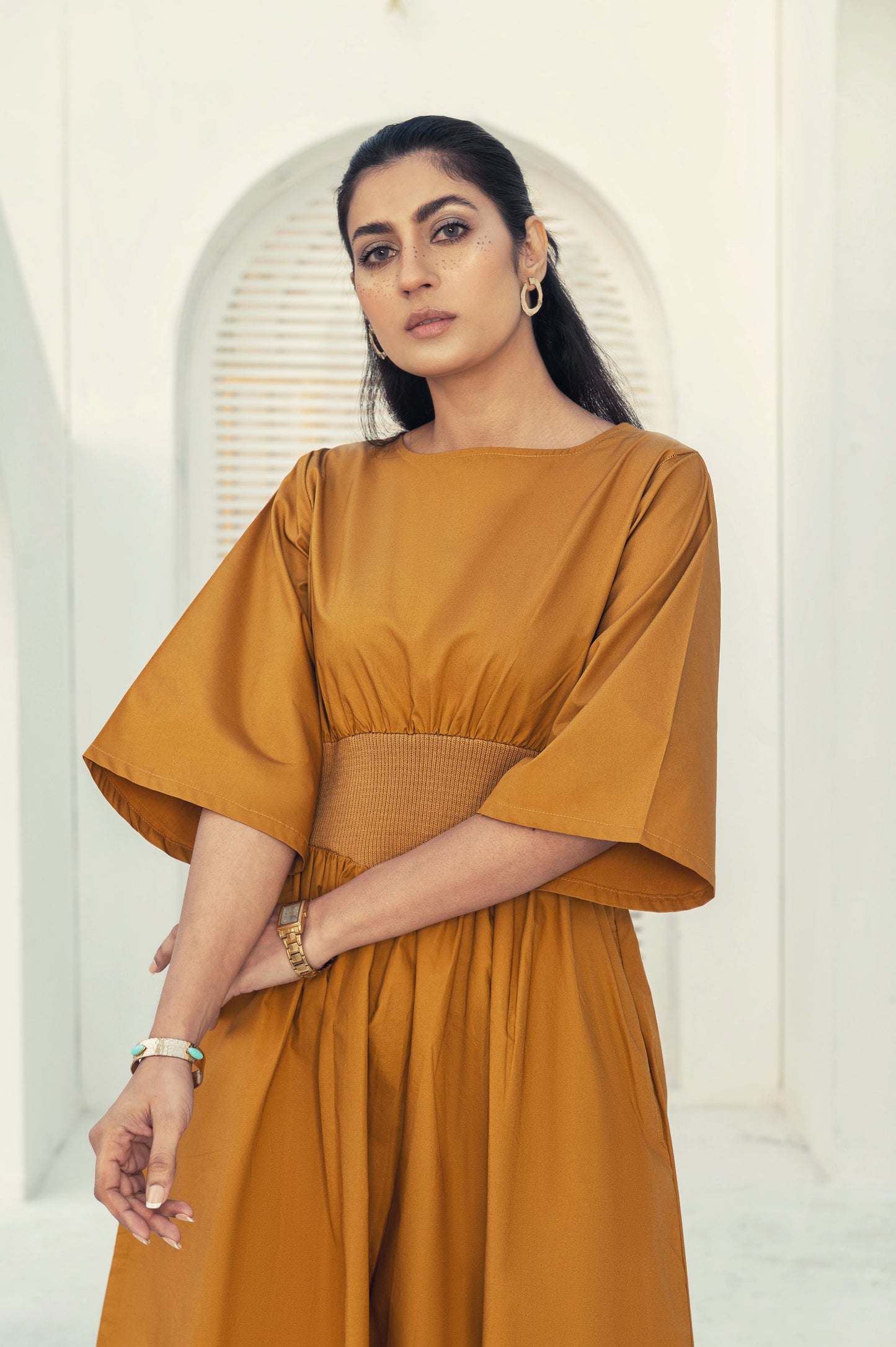 Flutter Rib Midi - Mustard