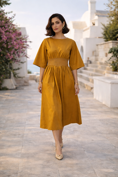 Flutter Rib Midi - Mustard