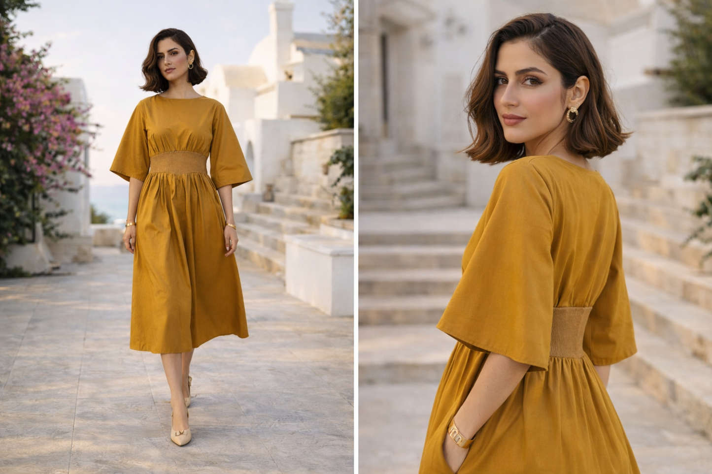 Flutter Rib Midi - Mustard