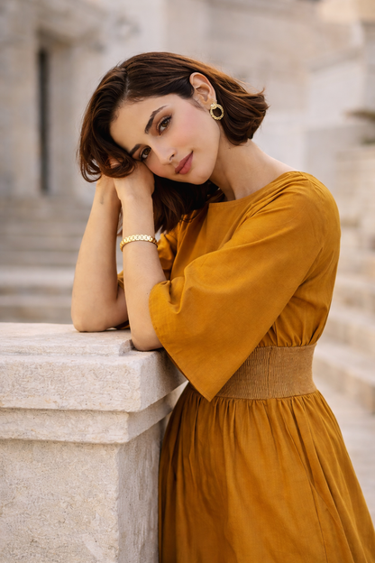 Flutter Rib Midi - Mustard