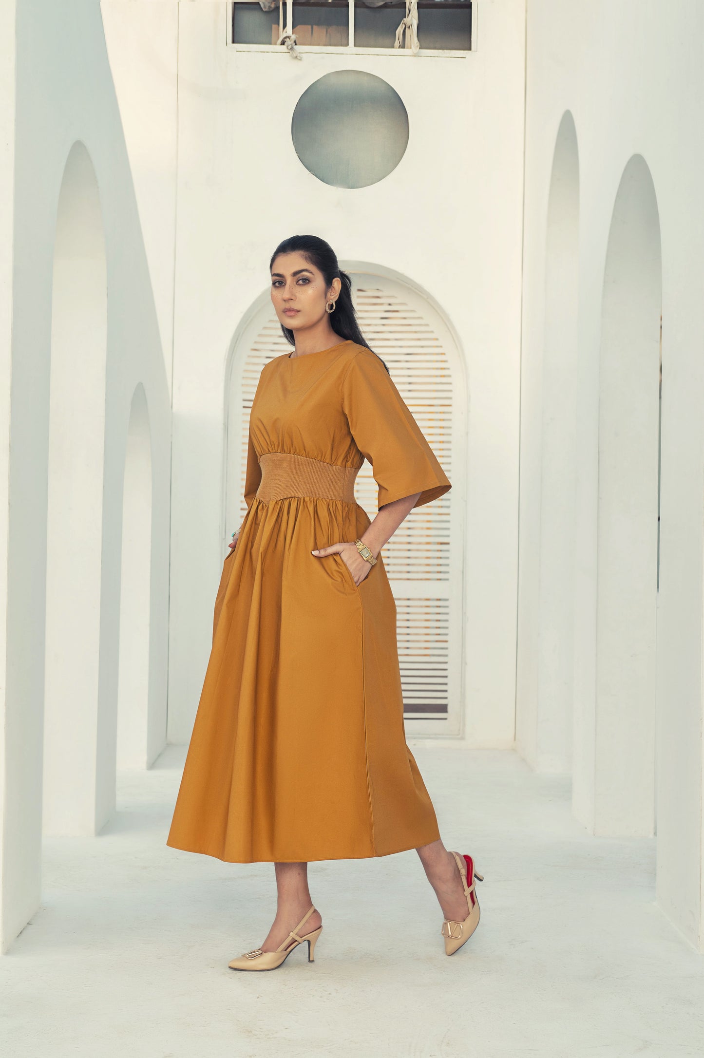 Flutter Rib Midi - Mustard