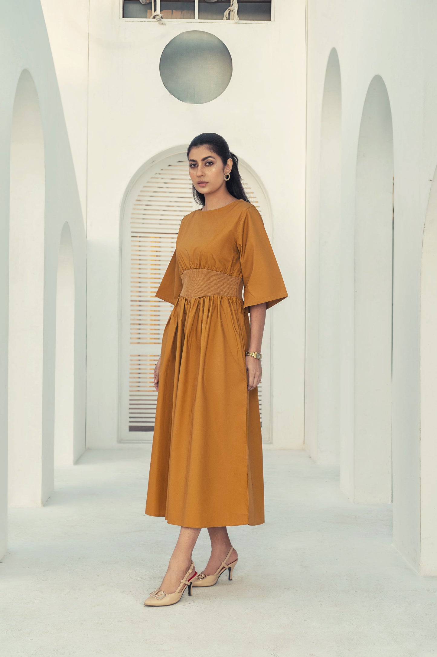 Flutter Rib Midi - Mustard