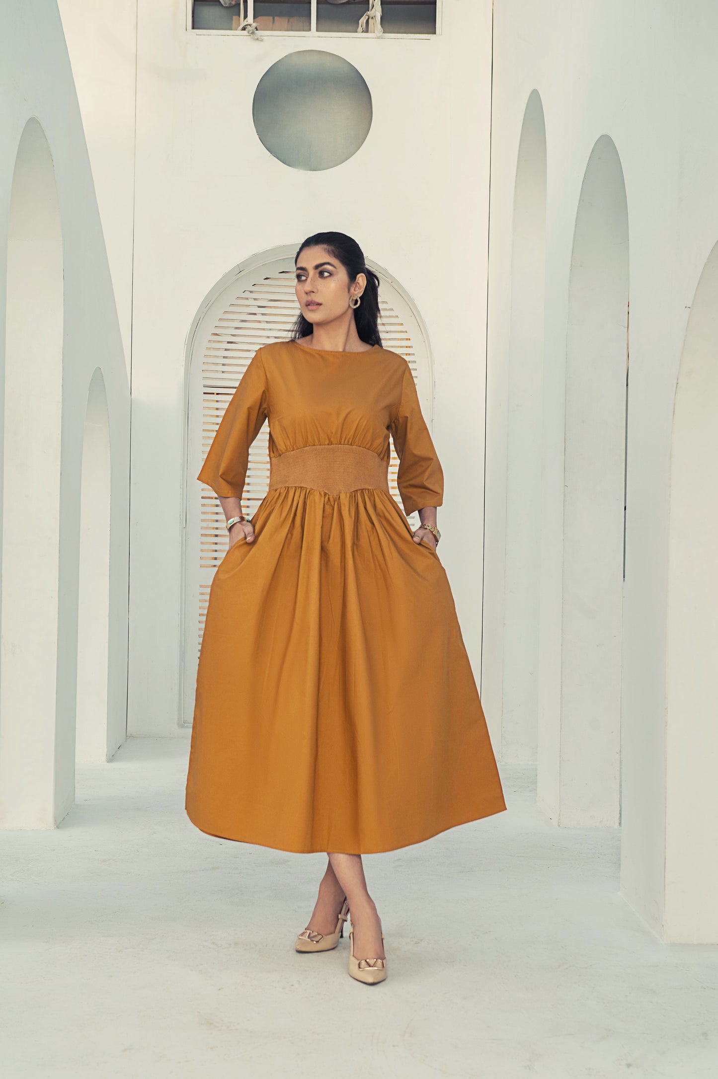 Flutter Rib Midi - Mustard