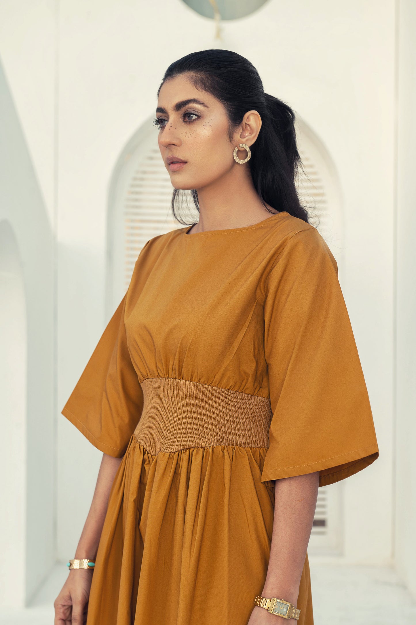 Flutter Rib Midi - Mustard