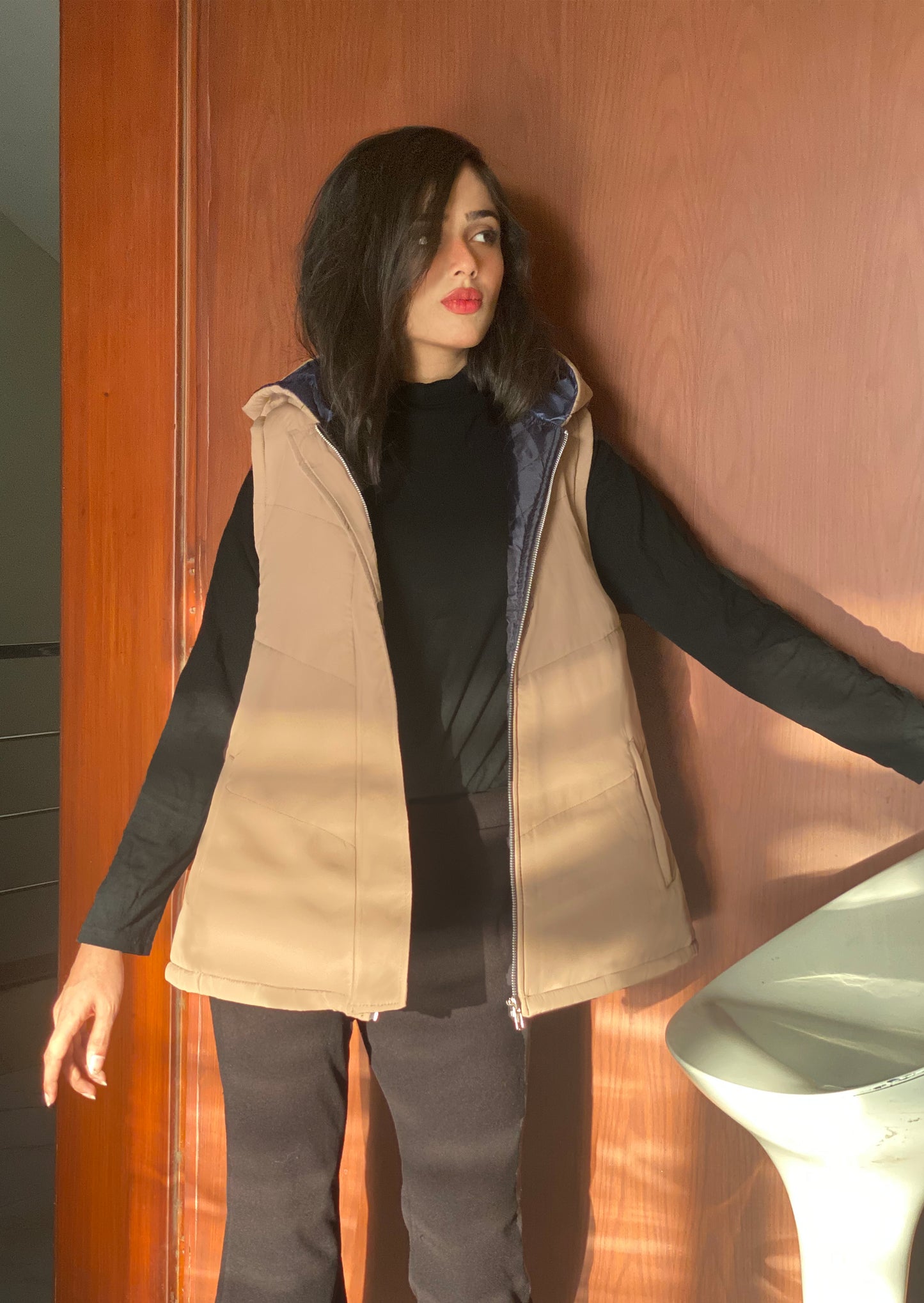 Beige A-Line Puffer