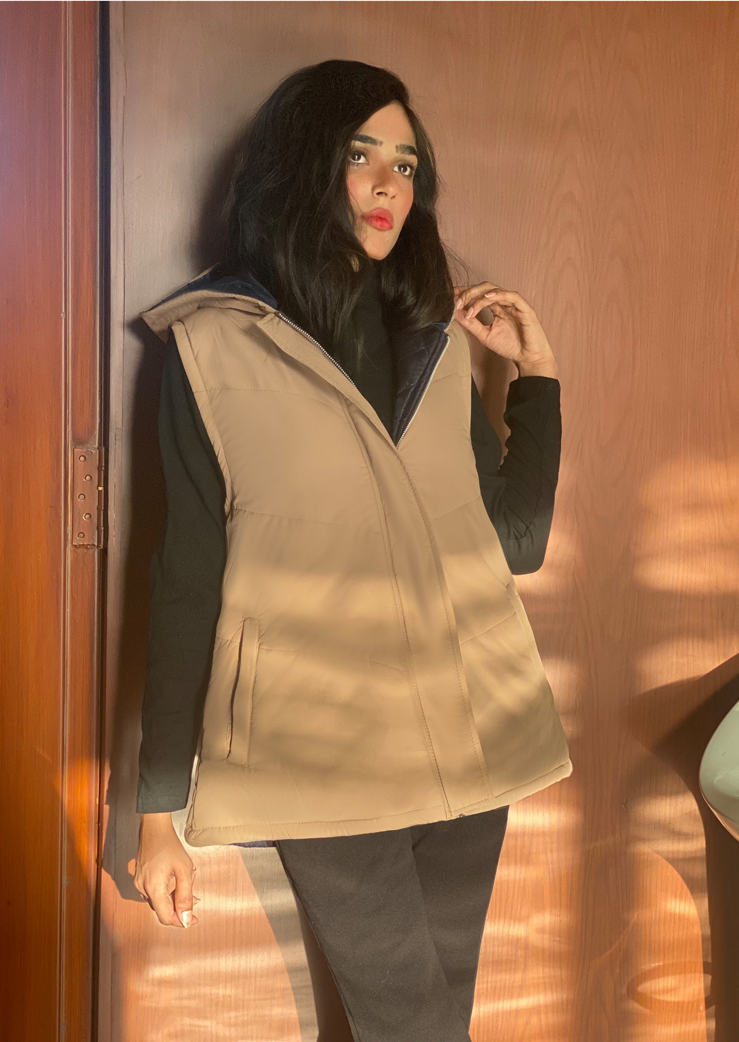 Beige A-Line Puffer