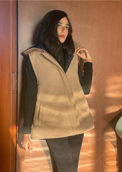 Beige A-Line Puffer