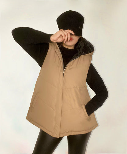 Beige A-Line Puffer