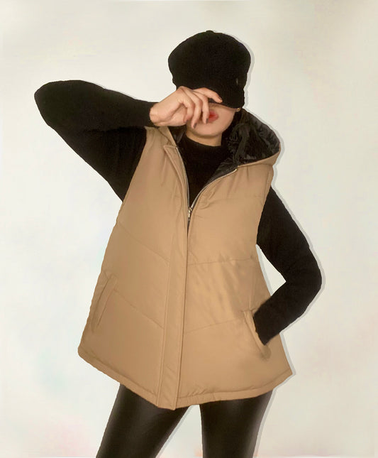 Beige A-Line Puffer